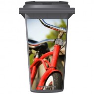 Red Bicycle Wheelie Bin Sticker Panel